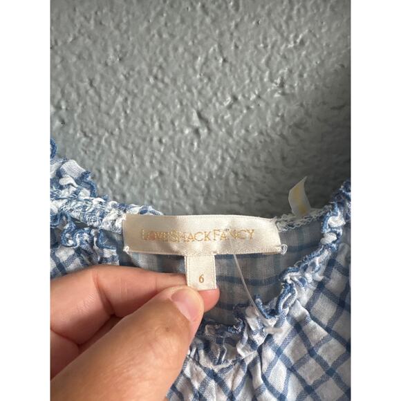 Women's LoveShackFancy Catalina Checked Cotton Mini Dress size 6 Cottage Western - Picture 4 of 5